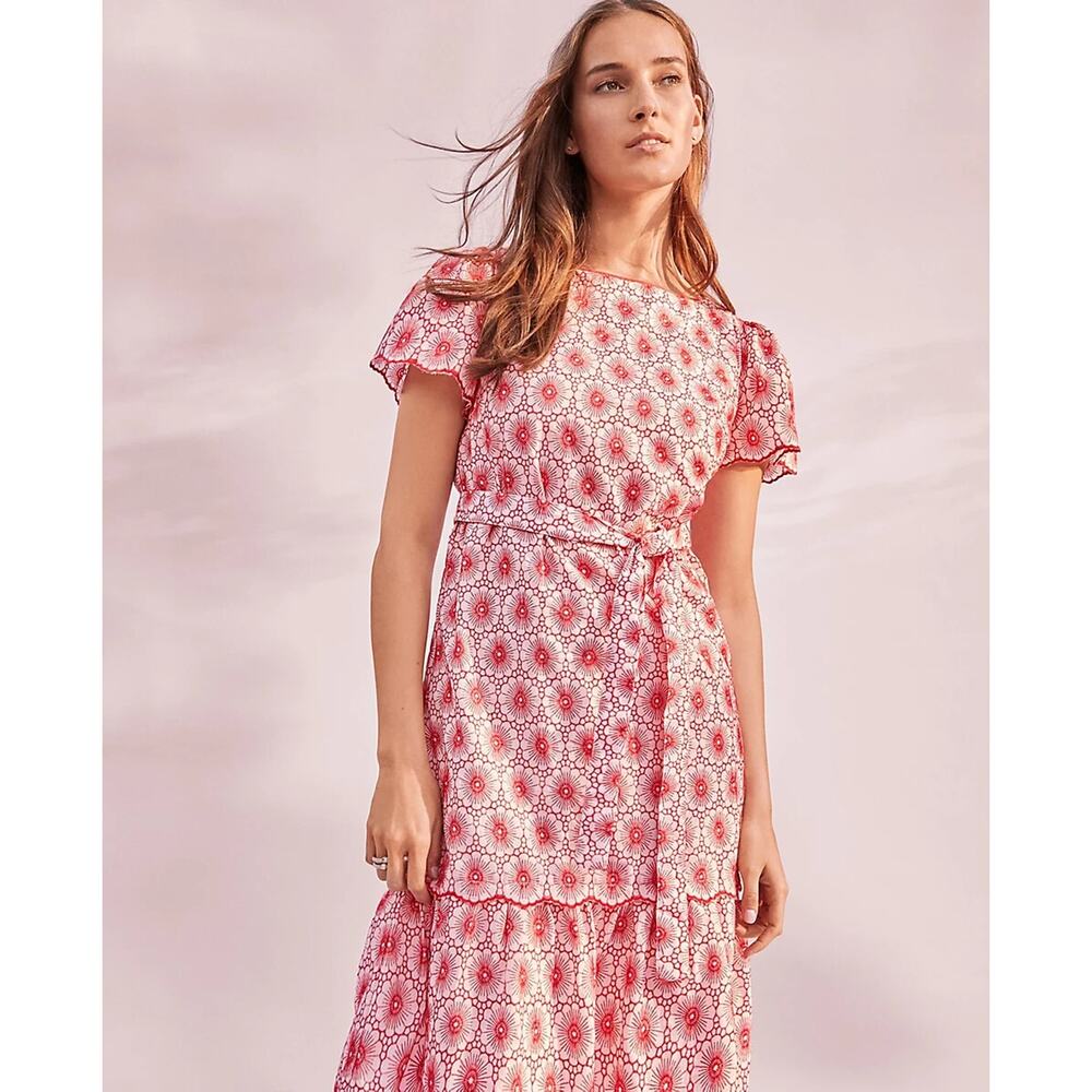 NEW ANN TAYLOR HIBISCUS PETITE EYELET TIE WAIST EMBROIDERED SHIFT DRESS XXS XXSP - Picture 6 of 8